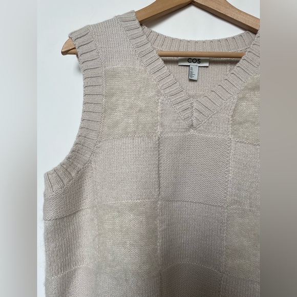 COS Wool Mohair Textured Checker Patch Sweater Vest - Picture 8 of 9